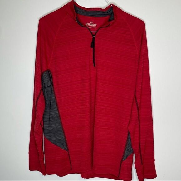 XL Outdoor Life Red-Gray 1/4 Zip Light Weight Top - Picture 4 of 7